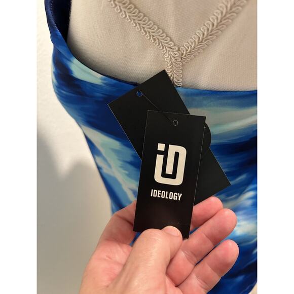 ID Ideology Womens Printed Shelf-Bra Tank Tartan Blue Choose Your Size New B71 - Picture 6 of 8